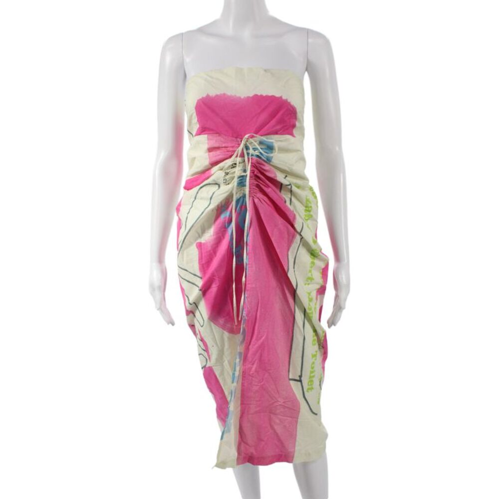 Rachel Comey Womens Strapless Off Shoulder Multicolor Cotton Dress Size L